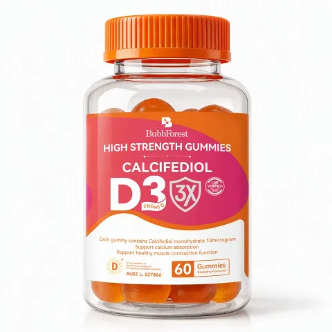 BubbForest calcifediol vitamin D3 raspberry gummies, 60 count