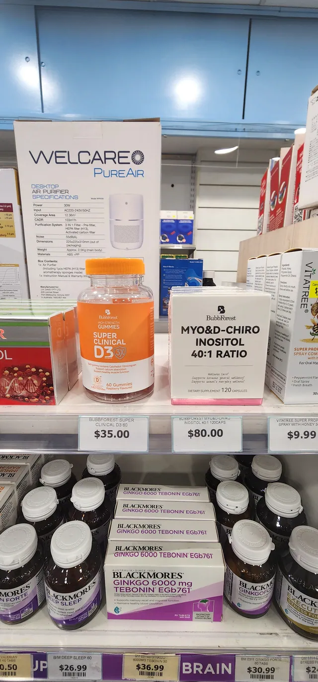 Campsie Station Pharmacy — BubbForest products on the pharmacy shelf; photographed packaging and prices may differ from current stock.