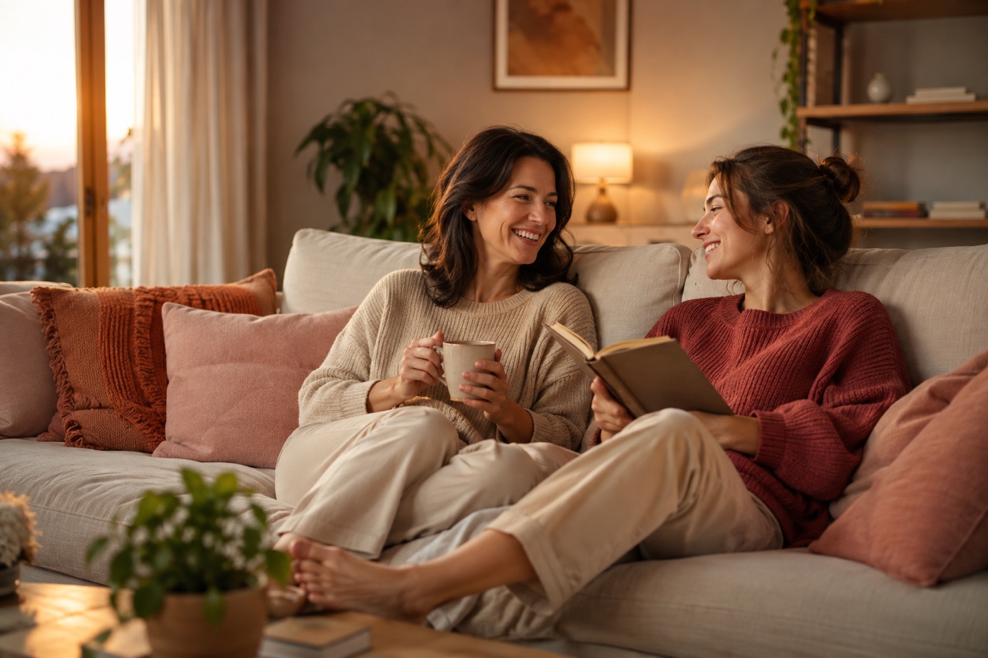 Family sharing a calm moment at home