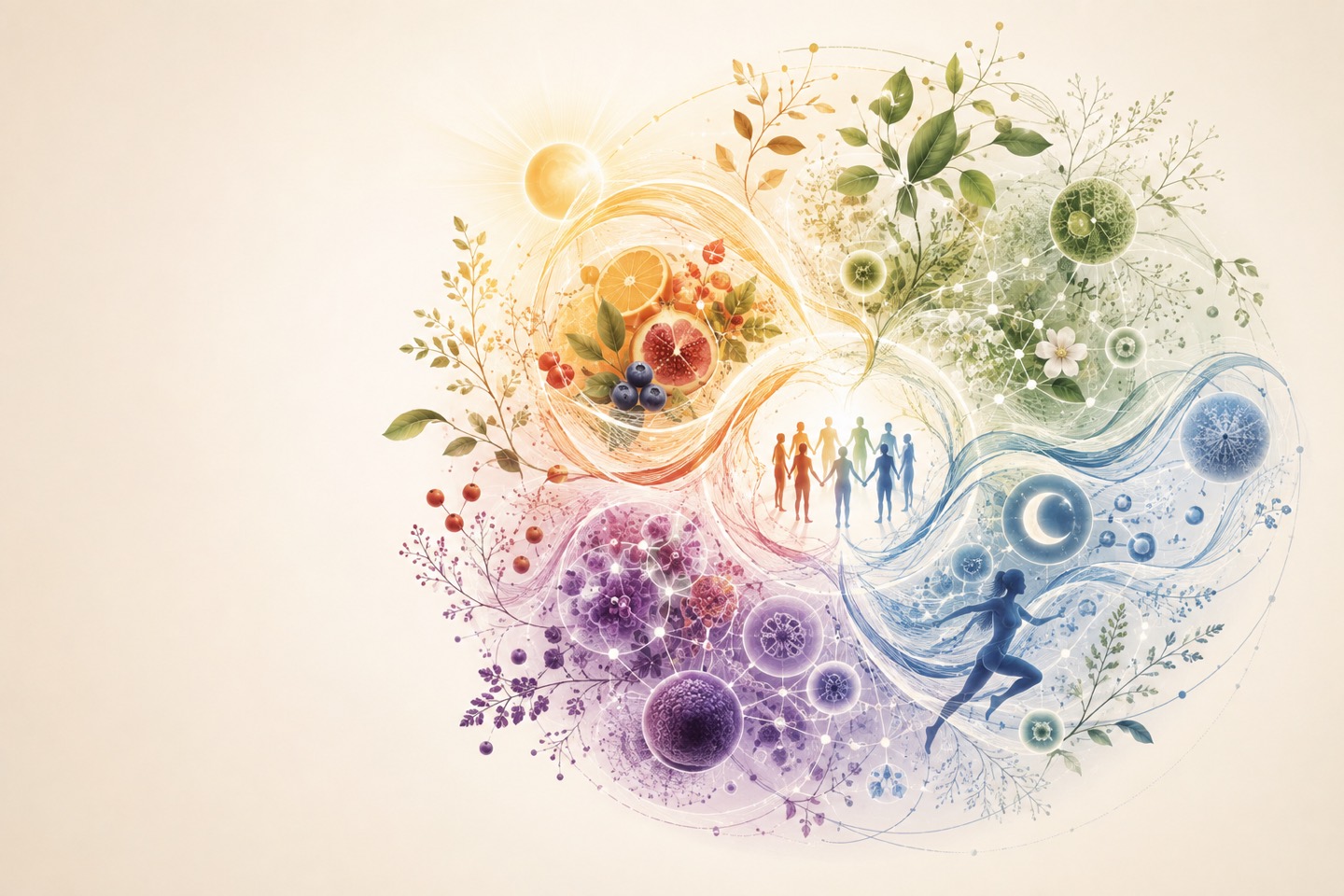 An original visual of interconnected lifestyle and biological systems